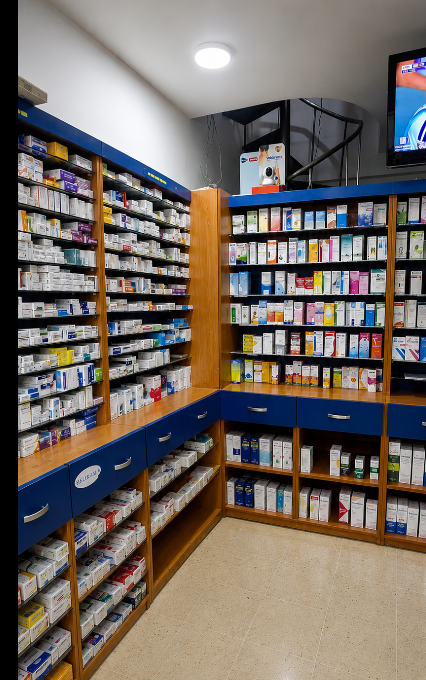 Intérieur Pharmacie Univers — rayons médicaments Casablanca
